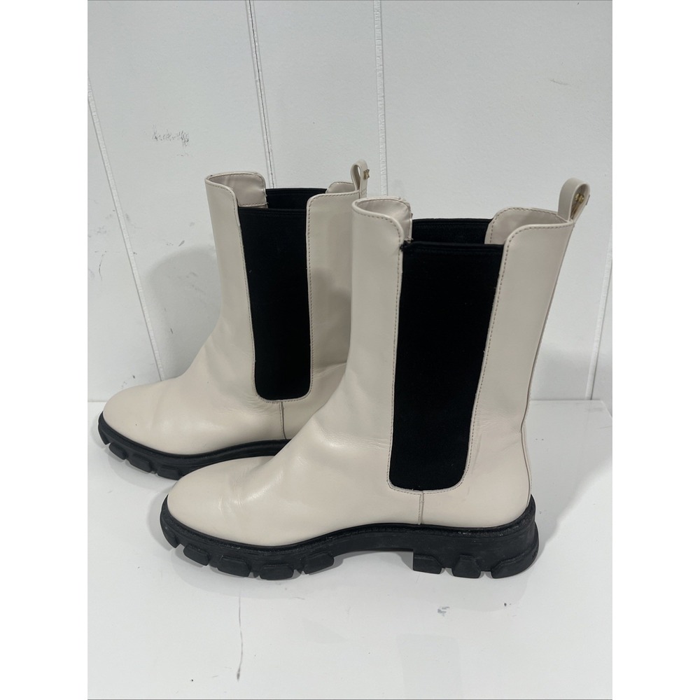 Michael Kors Cream and Black Chelsea Lace-Up Boots - Picture 2 of 7